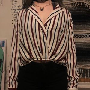 Striped multi-colored  button up